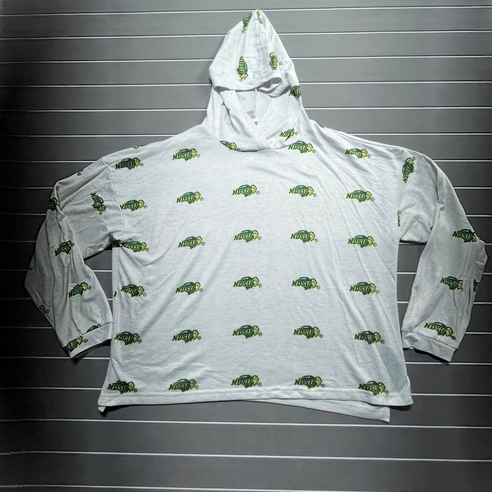 Sideline‎ Apparel NDSU Bison Womens Hoodie Large Gray All Over Print Fanwear L